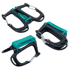 Trois porte-outils cargo porte-outils en noir et vert couchés sur fond blanc