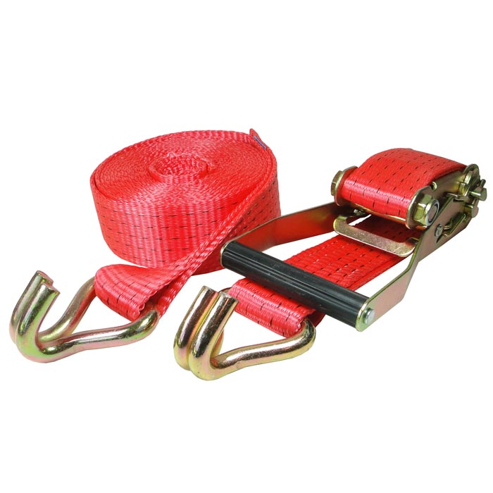 Sangle d’arrimage Duo, sangle d’arrimage rouge avec cliquet en métal et crochet aux deux extrémités