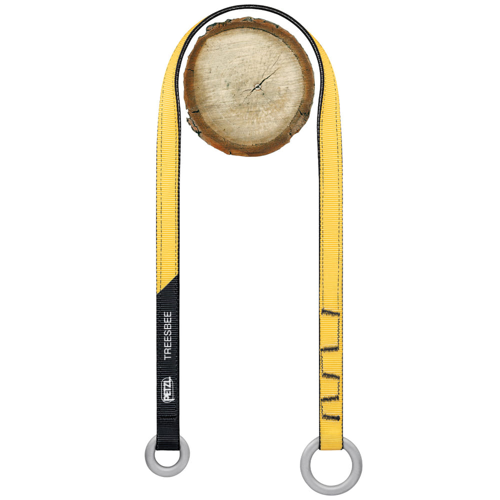 Treesbee - Offert par Petzl, ruban jaune et noir avec deux anneaux gris aux extrémités