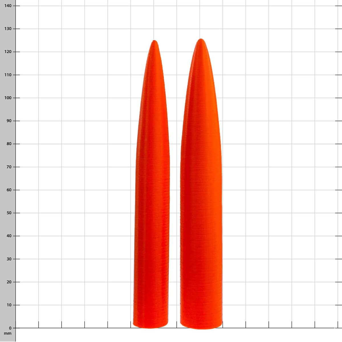 Poinçon d’épissure Signal 15/18, deux pièces coniques en plastique orange côte à côte sur un fond à carreaux