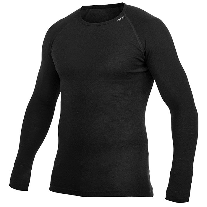 T-shirt à manches longues noir à col rond Crewneck Lite avec petit logo sur le col