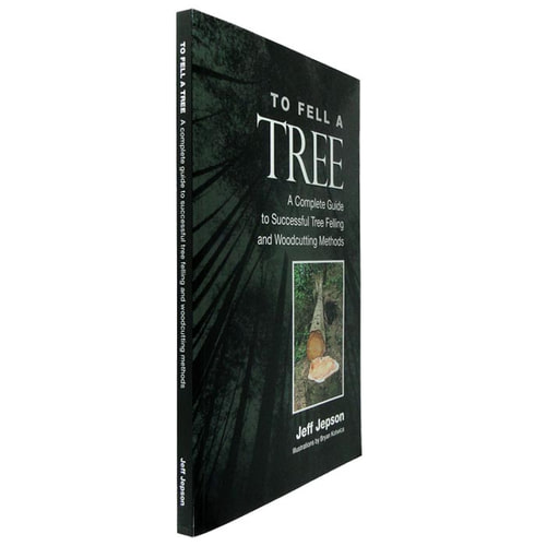 Livre « To Fell A Tree » de Jeff Jepson, vue latérale du livre avec le même design de couverture que sur la première image