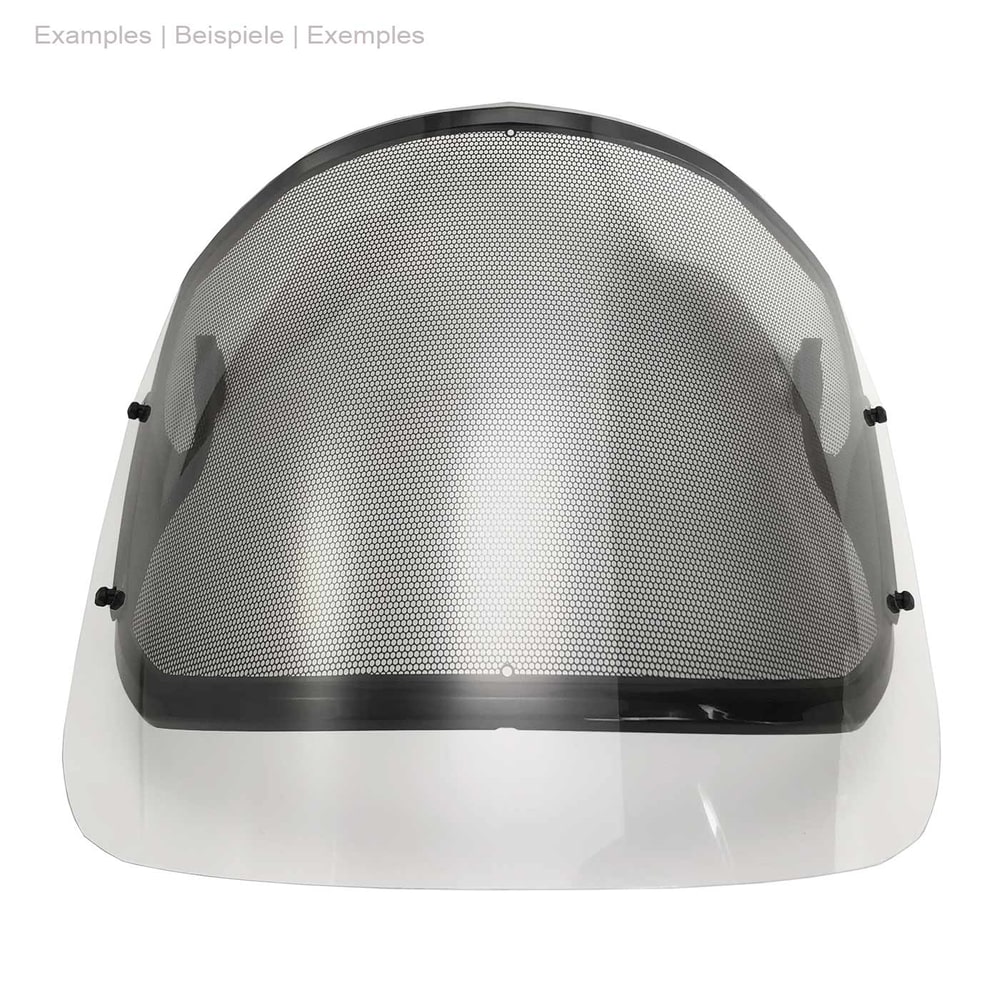 PROTOS® Visor Clip-On Visière transparente transparente avec cadre noir et grille de protection à mailles fines, vue de face