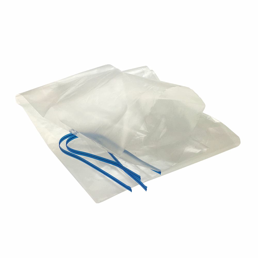 Couvercle de tube Versaflo, transparent avec des rubans bleus, disposé librement