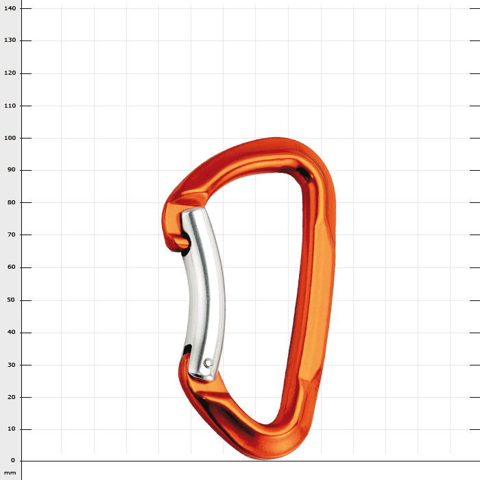 Mousqueton Lime Bent, orange avec fermoir argenté, nom du produit visible