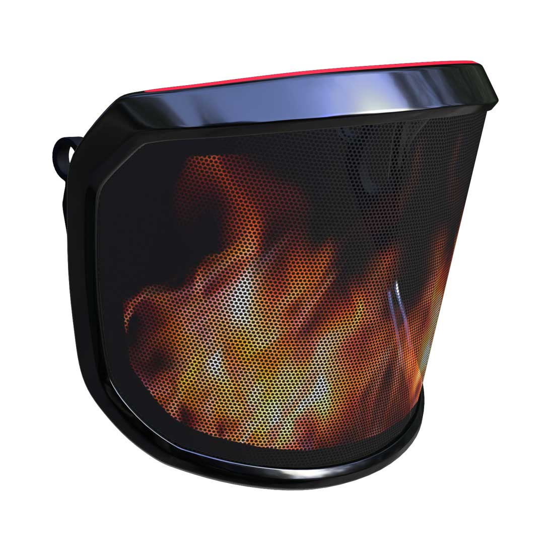 Visière PROTOS® Special Edition avec cadre noir et motif de flamme sur la visière en diagonale gauche
