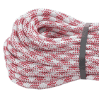 Corde Patron Plus blanche à rayures rouges, enroulée et fixée avec un ruban gris