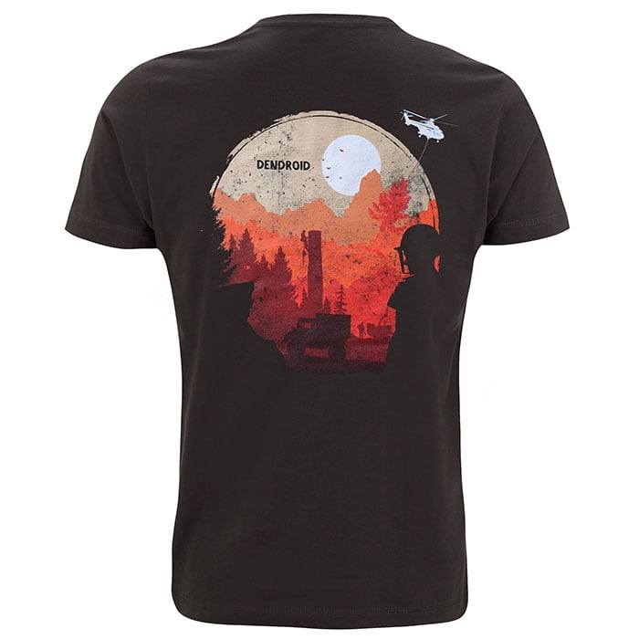 T-shirt Dream Day de DENDROID en noir avec inscription DENDROID rouge et petit logo blanc sur le devant