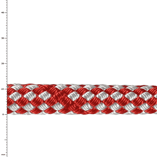 Sirius Bull Rope 12, corde tressée rouge et blanche d’un diamètre d’environ 12 mm