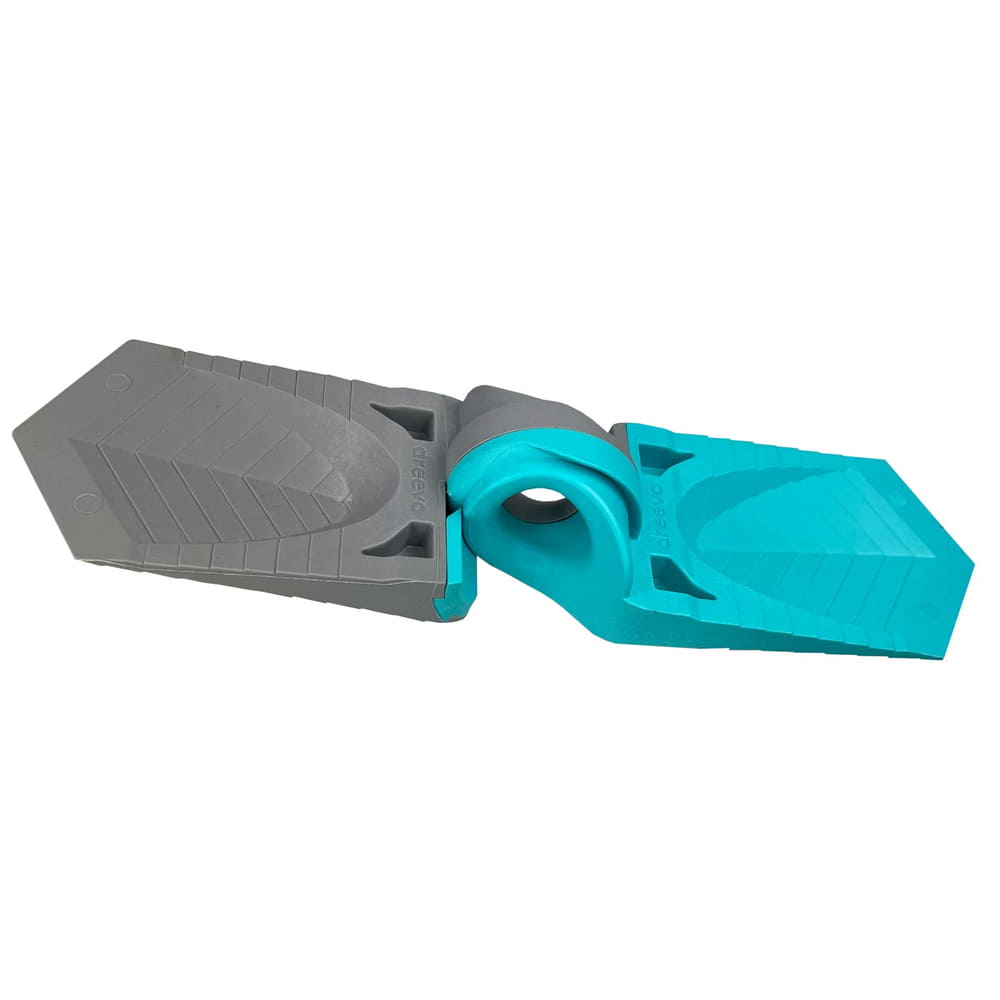 Double cale en turquoise et gris, produit déplié avec articulation visible