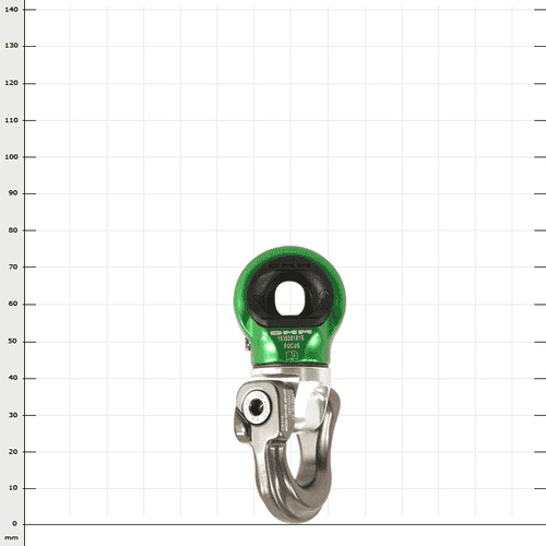 Mini-Swivel Focus S, anneau en métal vert et argenté avec vis latérale, nom du fabricant non visible