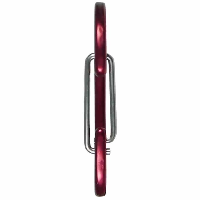 Mousqueton Wire 60 en rouge avec plume d’argent, Fabricant Edelrid, Vue latérale