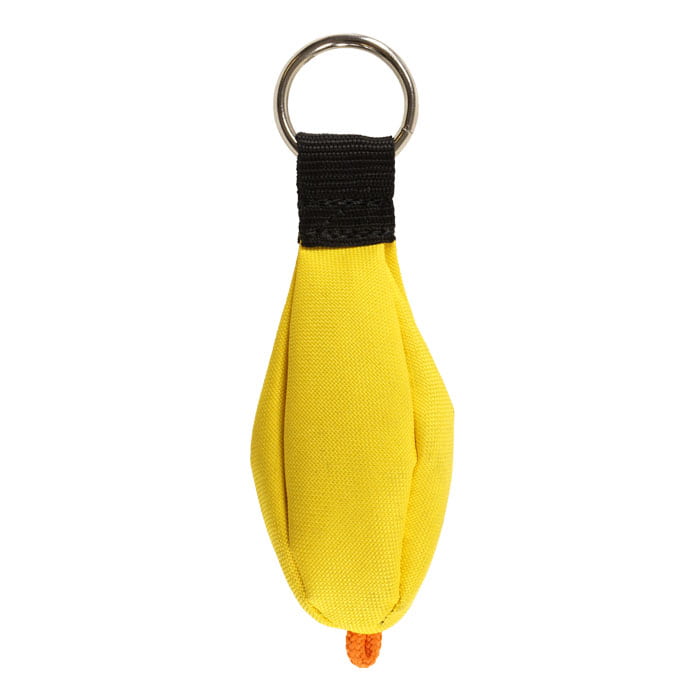 Porte-clés ECO en jaune avec ruban en tissu noir et porte-clés argenté
