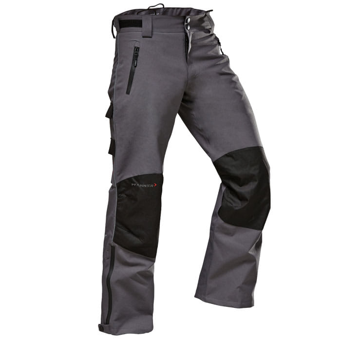 Pantalon de pluie Nanoshield®, pantalon gris avec empiècements noirs aux genoux et poche zippée sur la jambe droite