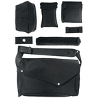 My Gear Vest Professional Set, sac noir avec bandoulière et plusieurs petits sacs et bretelles, toutes les pièces sont sur fond blanc