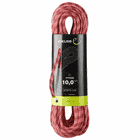 Corde d’escalade Edelrid Python rouge et blanc avec étiquette noire et dessous vert, emballée, diamètre 10,0 mm, Sports Line, Made in Germany