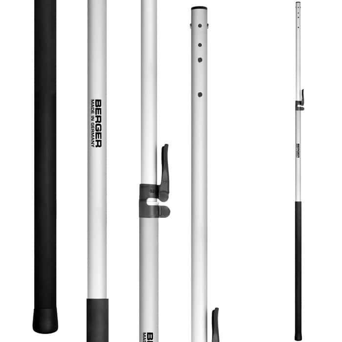 ArboRapid T2 320 de Berger, manche télescopique blanc avec embout en caoutchouc noir et poignée noire, impression « BERGER MADE IN GERMANY »