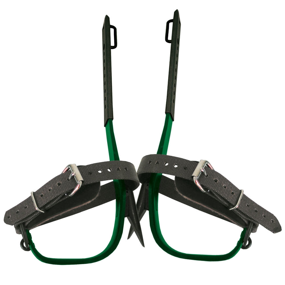 Crampons Buckingham Standard S avec construction en métal vert et bretelles réglables noires