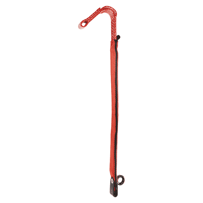 ZipAbsorber TwinLine, corde de sécurité rouge avec bande noire et œillet métallique au bas