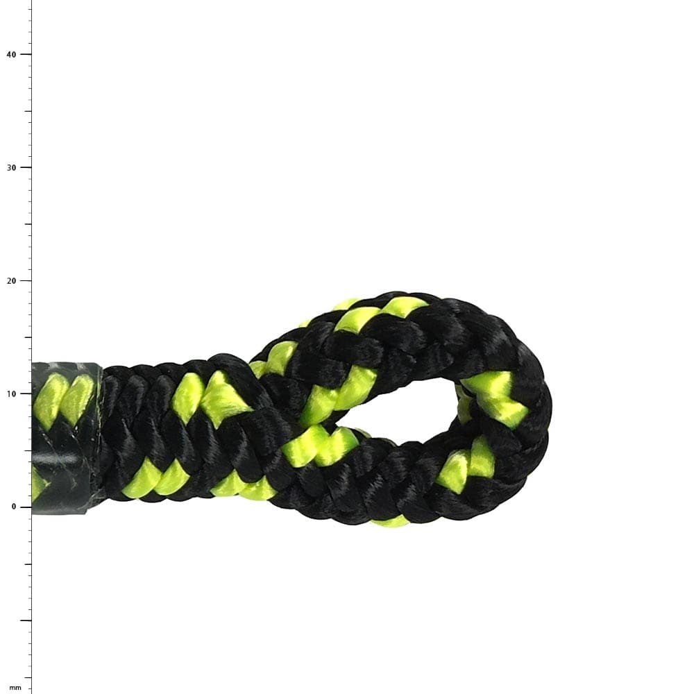 XP-e Bahamas Épissure, corde tressée noire et jaune verte avec boucle à une extrémité