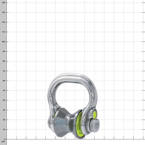 Ultra Link Large d’ISC, manille argentée avec gris, fixation à double poulie et bouton marqué jaune