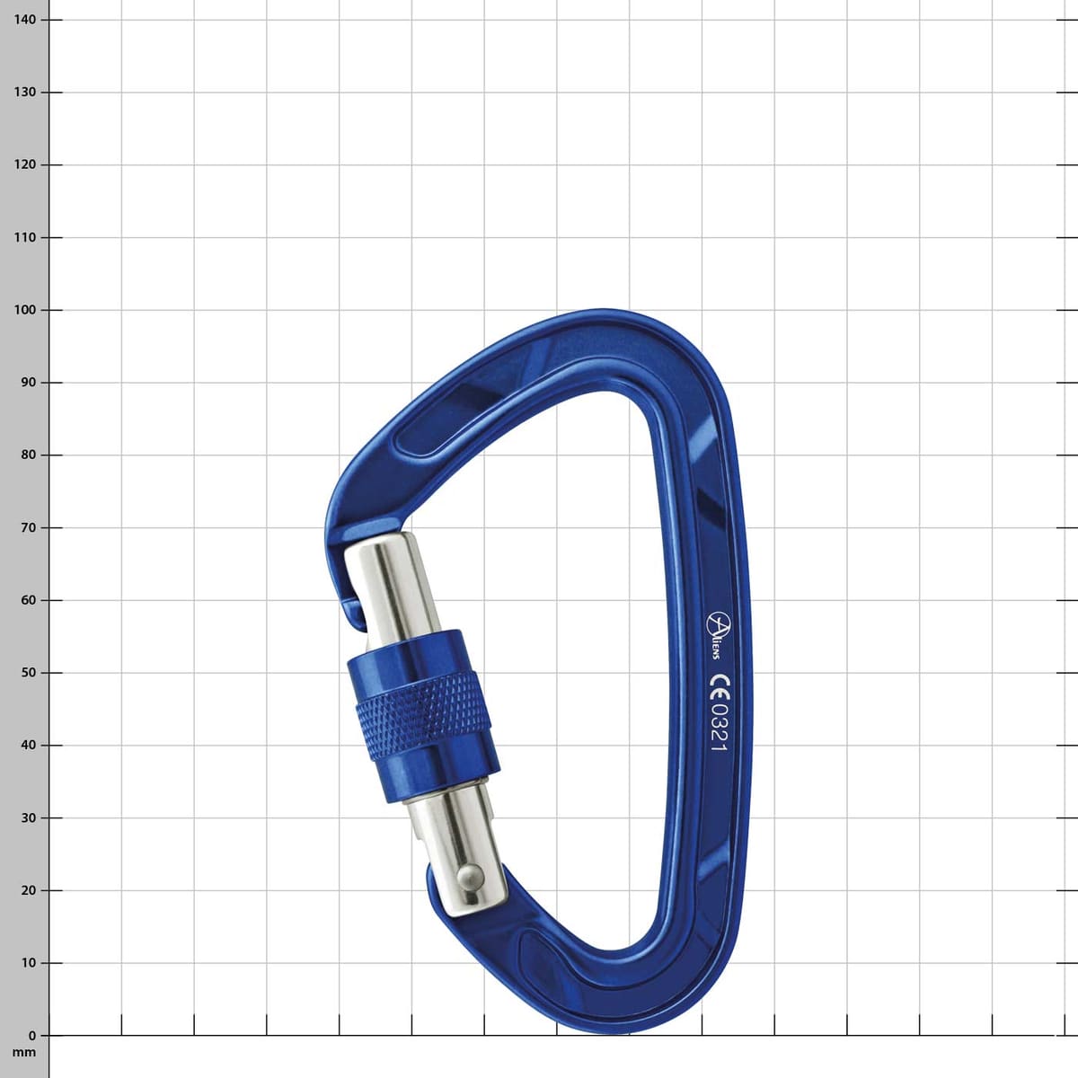 Mousqueton à vis Alu Classic D en bleu avec verrouillage à vis
