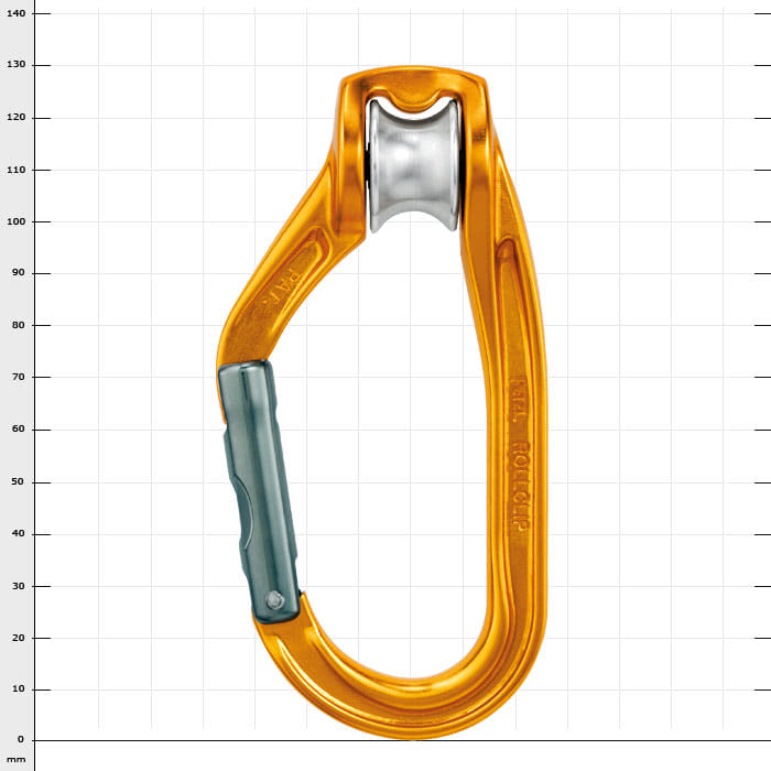 Rollclip Un mousqueton orange avec mécanisme de verrouillage gris
