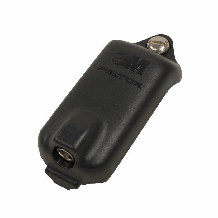 Batterie Lite Com ACK053 de 3M Peltor de couleur noire avec vis visible et ouverture du port
