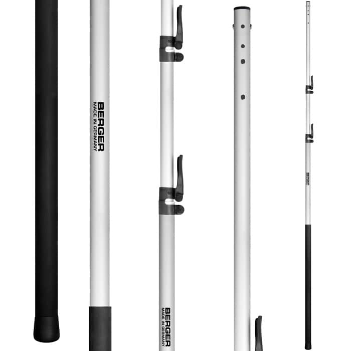 ArboRapid T3 465 de Berger, tige télescopique blanche avec poignée et pied noirs, inscription « BERGER MADE IN GERMANY » sur la tige