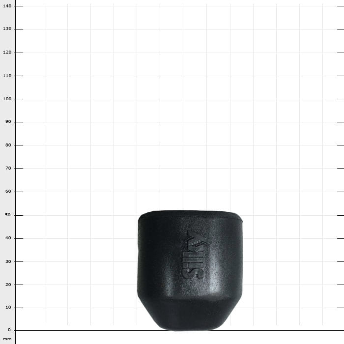 Hayauchi 297 + 490 Pare-chocs en caoutchouc noir avec lettrage « SIS » gravé sur fond blanc avec échelle millimétrique