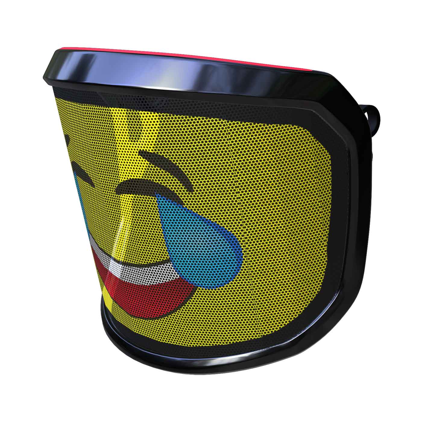 PROTOS® Visière Arbormoji Vue latérale à gauche avec visage emoji rieur avec des larmes, visage jaune et contour noir