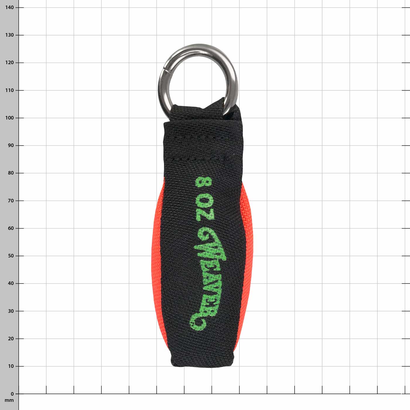 Balle, poids 8 OZ, noir et rouge avec texte vert et anneau métallique sur le dessus