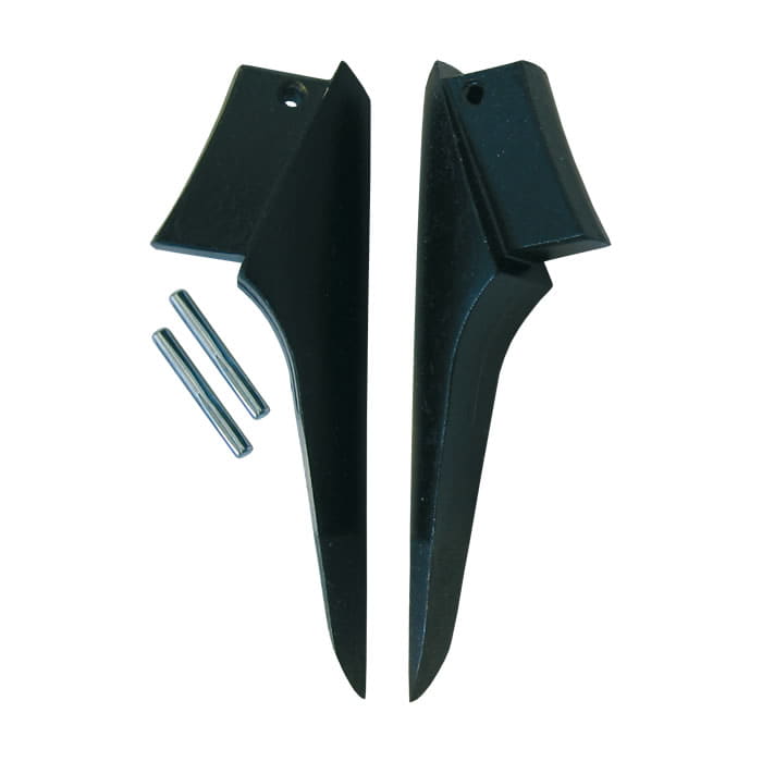 Buckspikes Pin L, deux pièces en plastique noires pointues avec deux petites broches métalliques