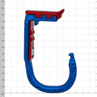 skyHOOK Open Gate en bleu et rouge, vue latérale de l’autre côté avec détails et structure visibles