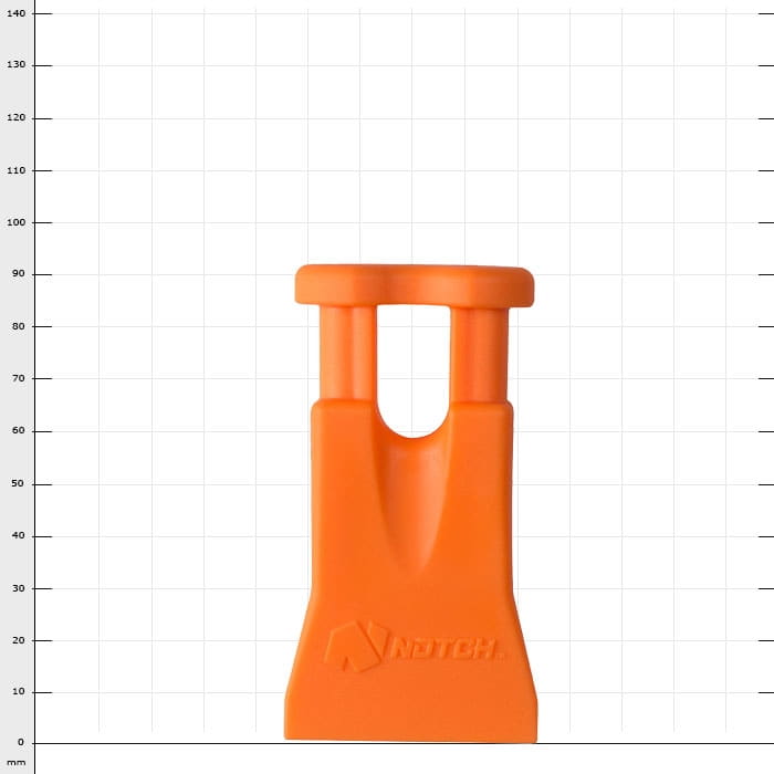 Climbers Best Friend Wedge de Notch, cale en plastique orange avec deux tiges courtes sur le dessus et logo Cranch en relief sur le devant