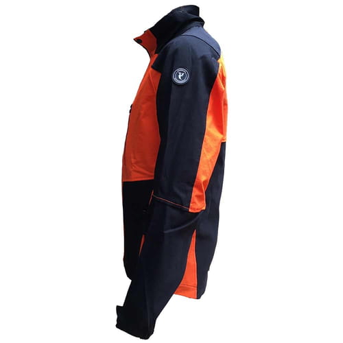 Veste Herma de Francital en orange et noir, vue de côté avec logo sur la manche