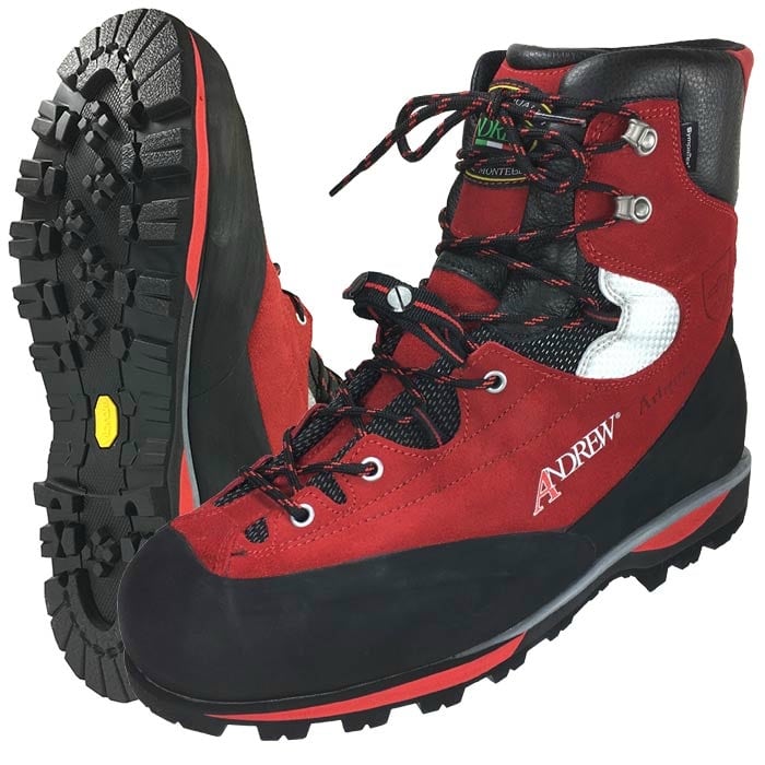 Cervino Wood EZloop by Andrew, chaussure de montagne rouge et noire avec semelle crantée et laçage