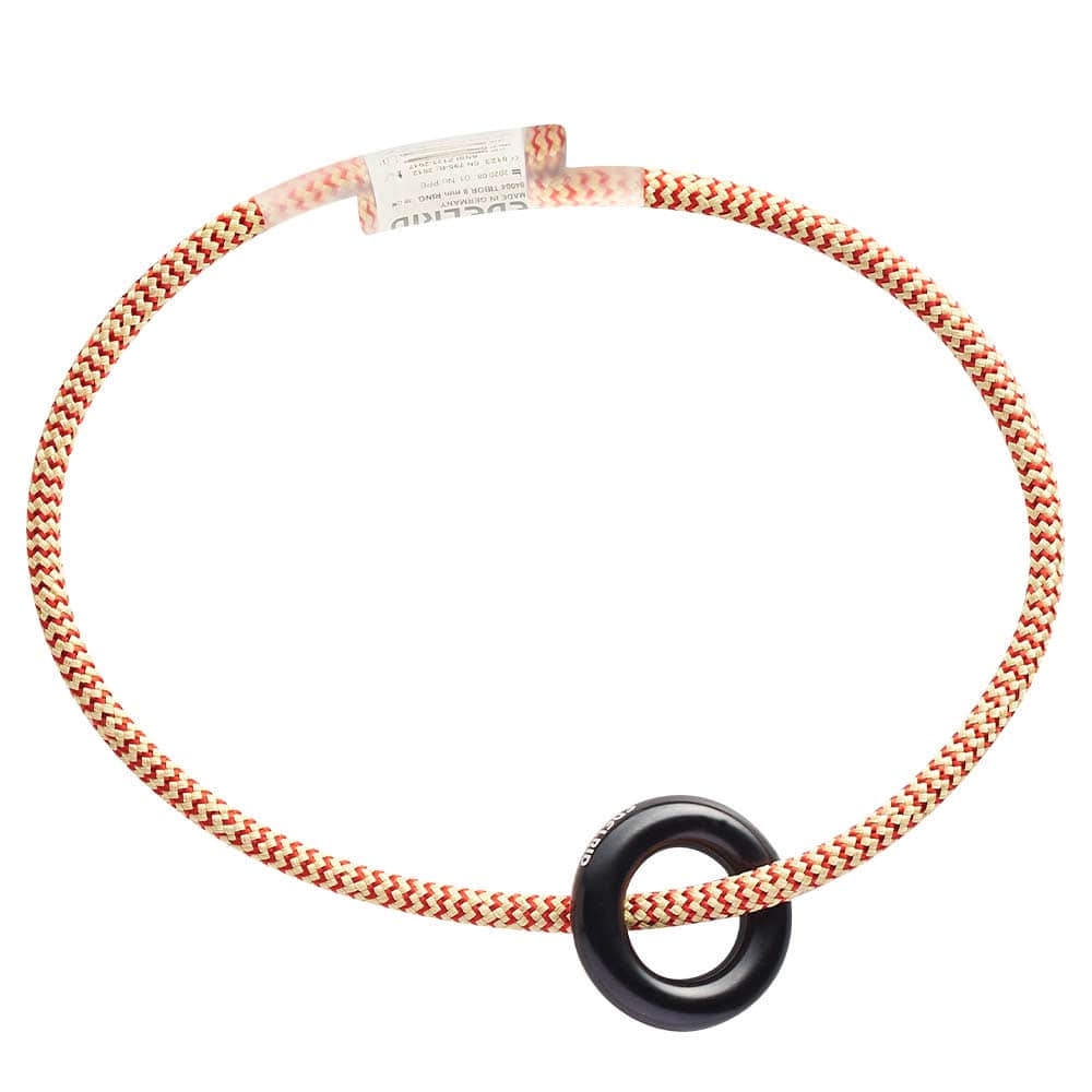 Tibor Loop Anneau composé d’une corde tressée rouge et blanche avec un anneau noir en plastique ou en métal
