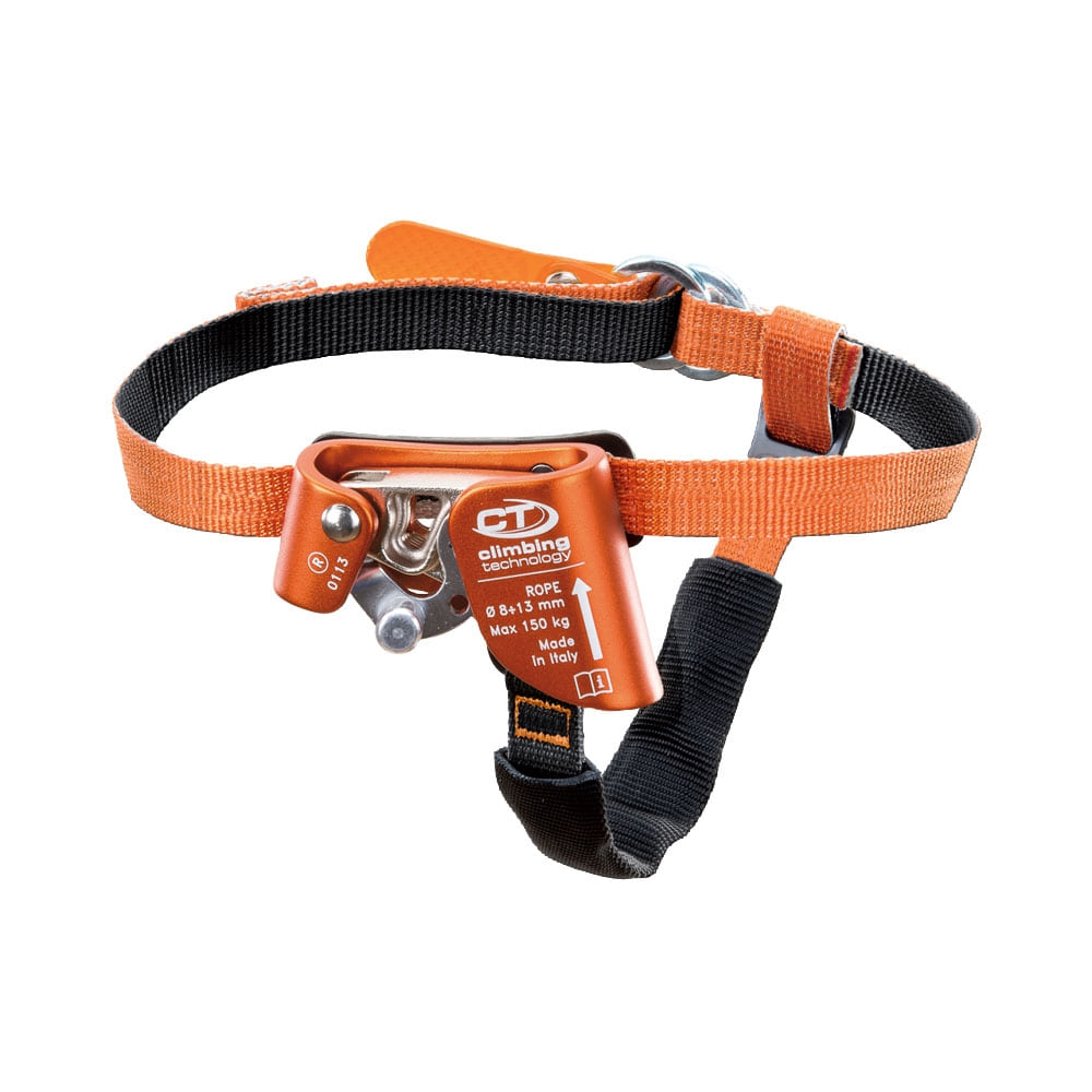 Quick Step R, bloqueur de pied orange-noir avec clip métallique et sangle textile