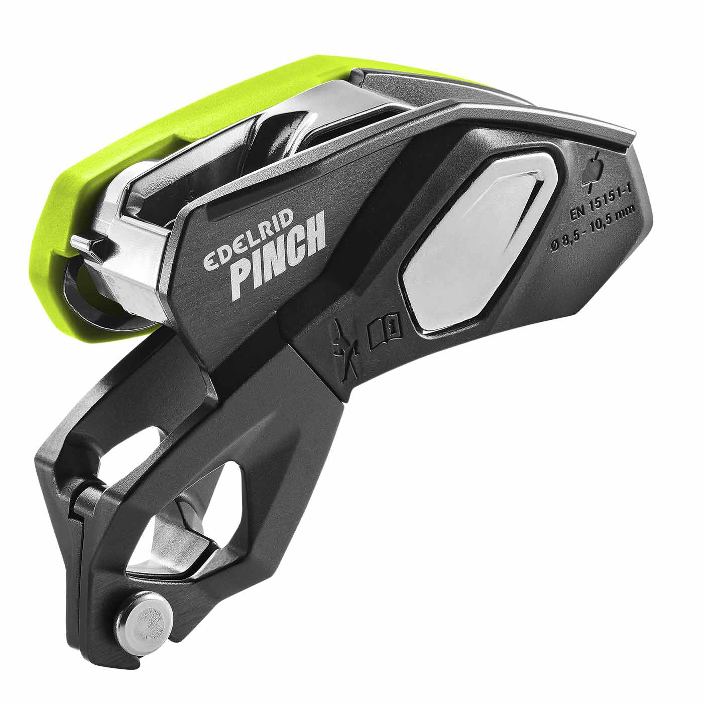 Matériel d’escalade Pinch d’Edelrid en noir et vert avec logo du fabricant visible