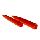 Poinçon d’épissure Signal 15/18, deux pièces coniques en plastique orange horizontales, extrémités ouvertes visibles, sur fond blanc