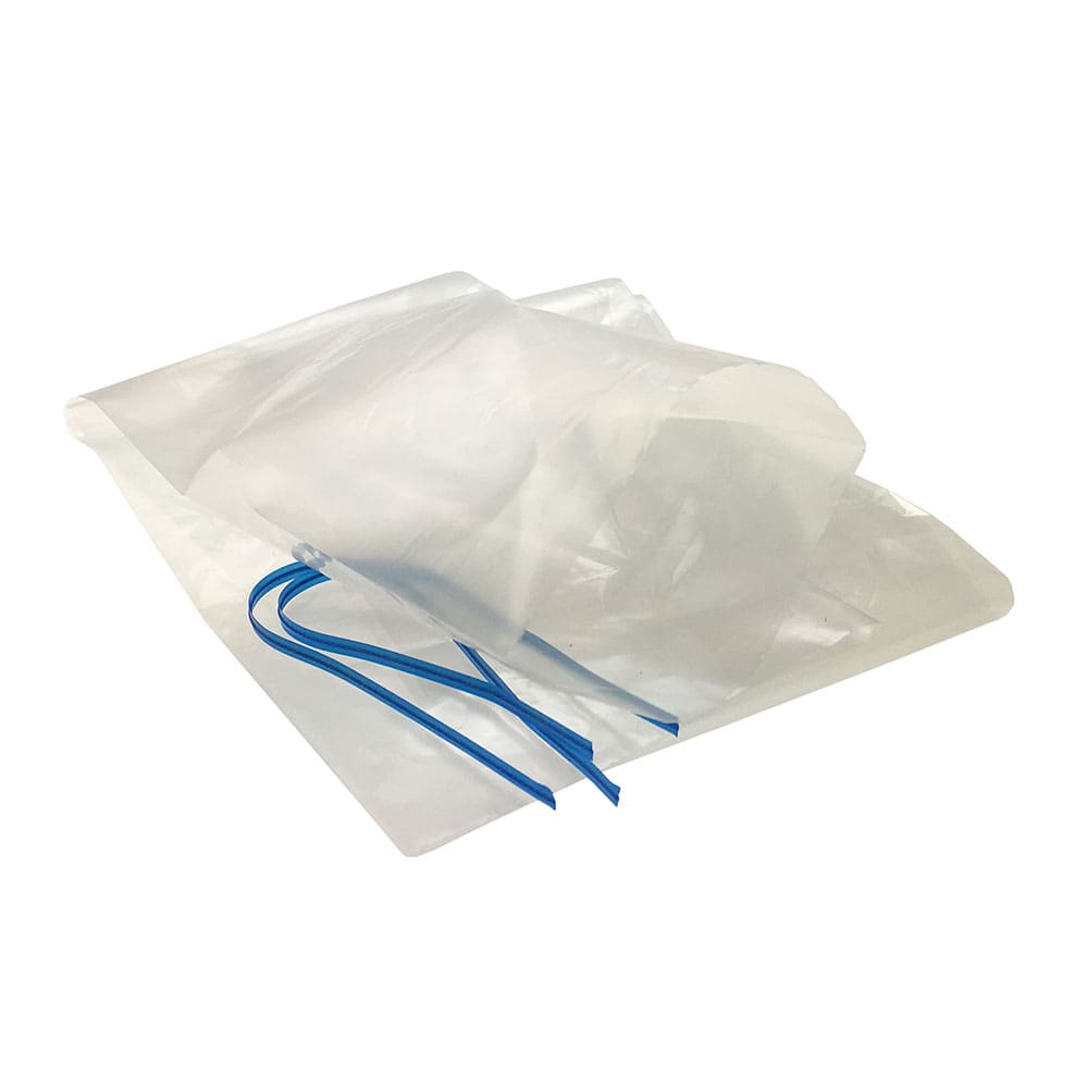 Couvercle de tube Versaflo, transparent avec des rubans bleus, disposé librement
