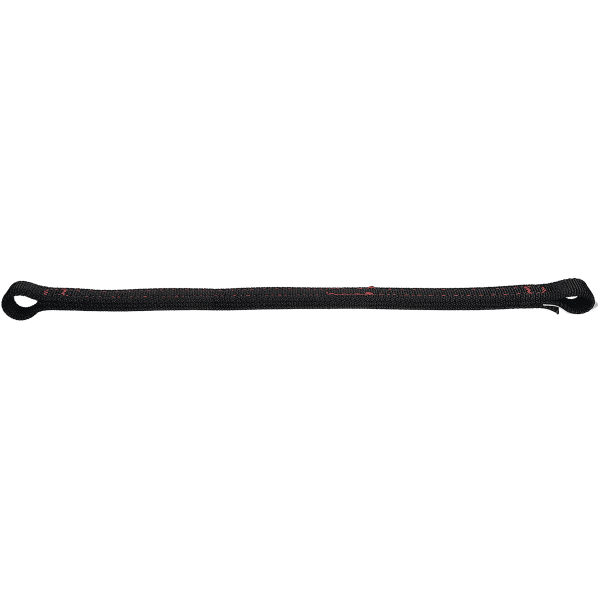 Ruban central TreeAustria Pro, ruban textile noir très long avec des boucles aux deux extrémités, nom du fabricant visible en lettres rouges sur le ruban
