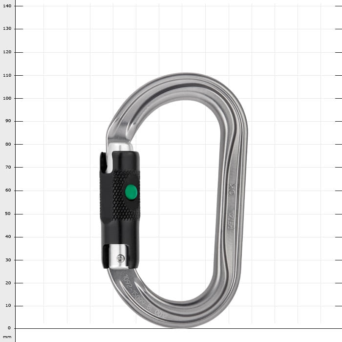 Mousqueton en métal OK Ball Lock avec fermoir noir et bouton vert