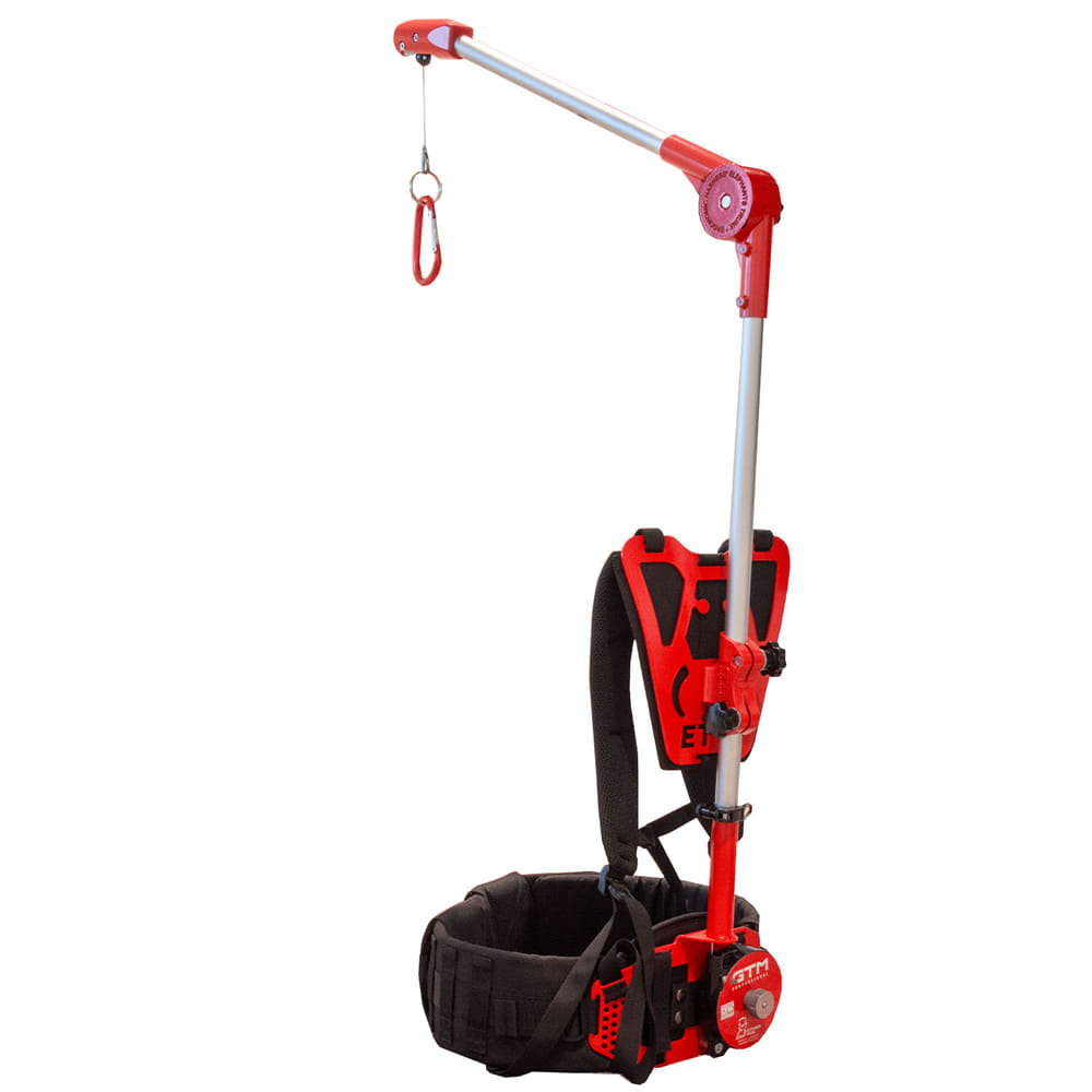 Trompe d’éléphant 3, sangle de levage et de transport rouge et noire avec bras de perche argenté et mousqueton