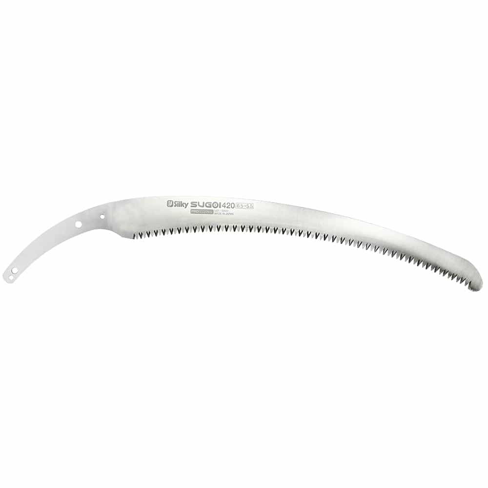 Silky Sugoi 420-6.5-5.5 Lame de scie à métal avec lame de scie incurvée et dents dentelées, argentée, avec logo du fabricant et nom du produit sur la lame