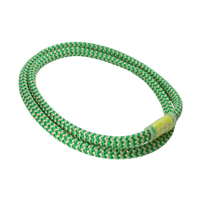 Corde ronde verte et blanche Inco O avec étiquette jaune