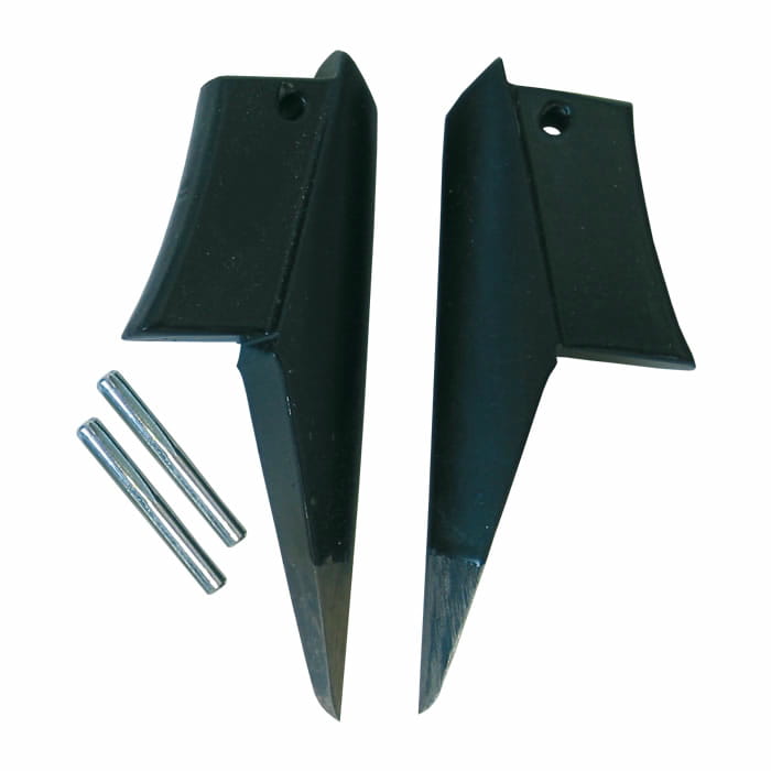 Buckspikes Pin S, deux pièces métalliques pointues noires et deux broches en métal argenté