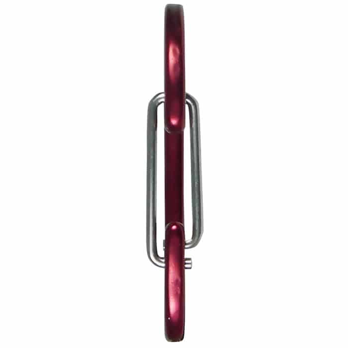 Mousqueton Wire 60 en rouge avec plume d’argent, Fabricant Edelrid, Vue latérale