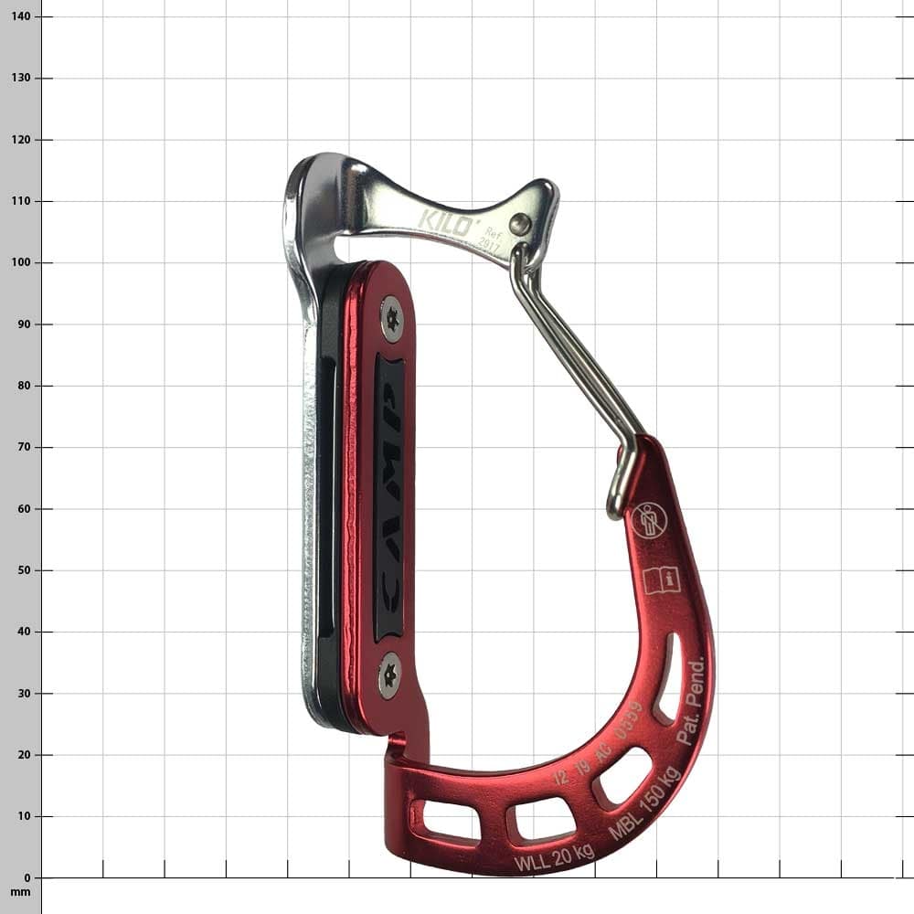 Set de via ferrata Kilo de Camp, mousqueton rouge et argent avec insert noir et fermoir de sécurité